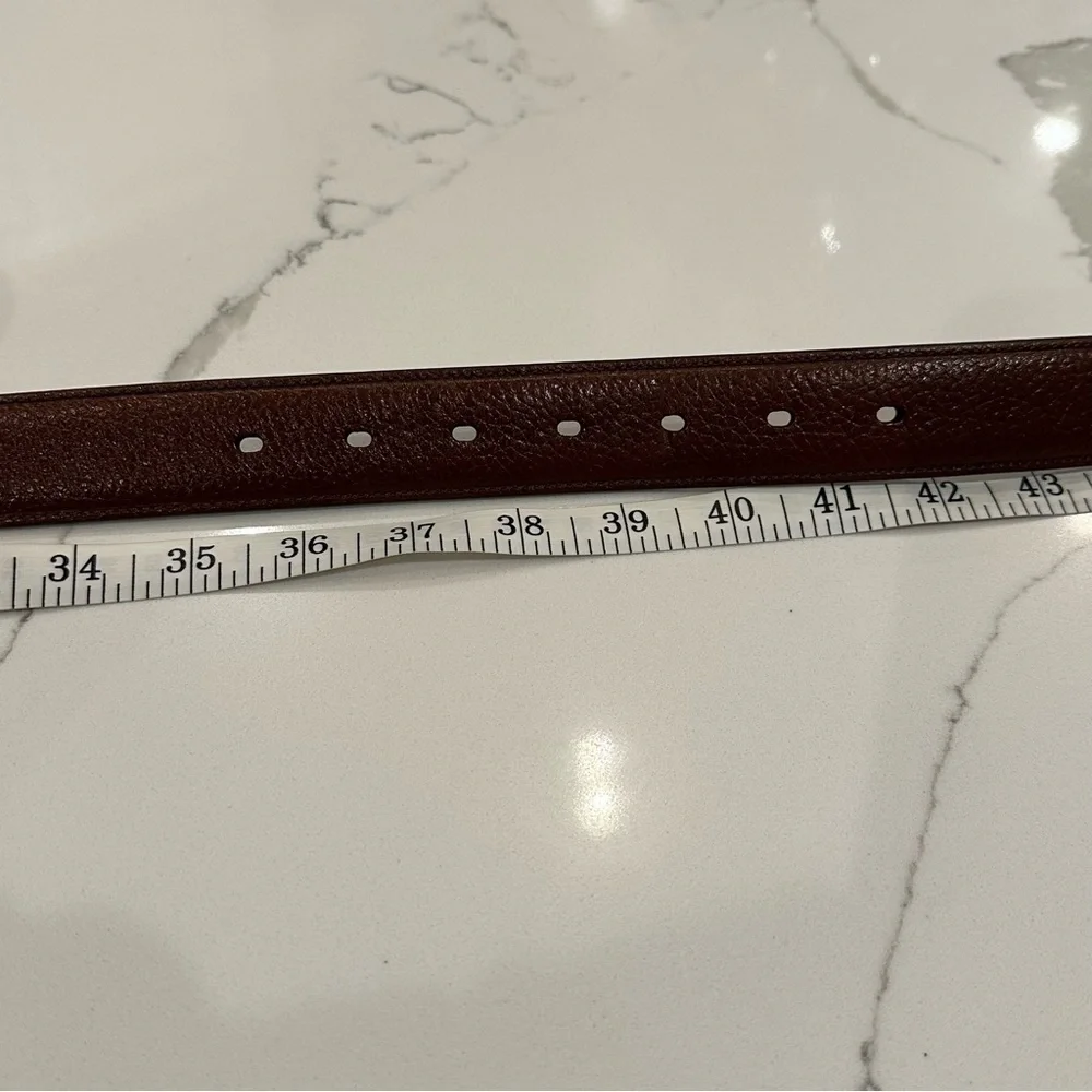 Perry Ellis Portfolio Mens Brown Leather Belt Silver Buckle Sz 36 Career Casual